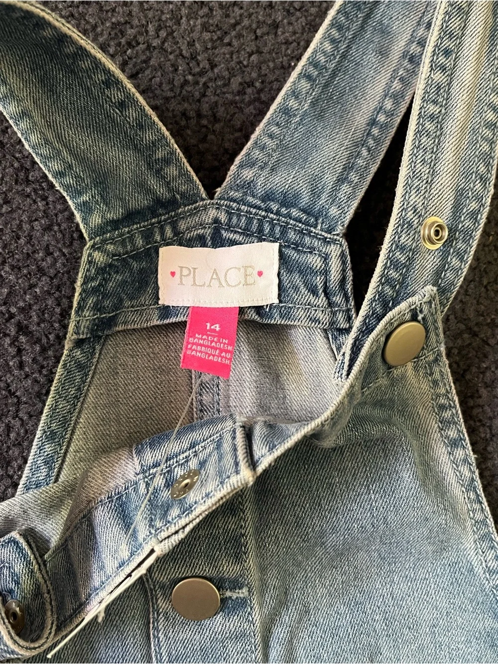 The Children's Place Light Blue Denim Overall Dress with Front Pockets - Picture 2 of 4